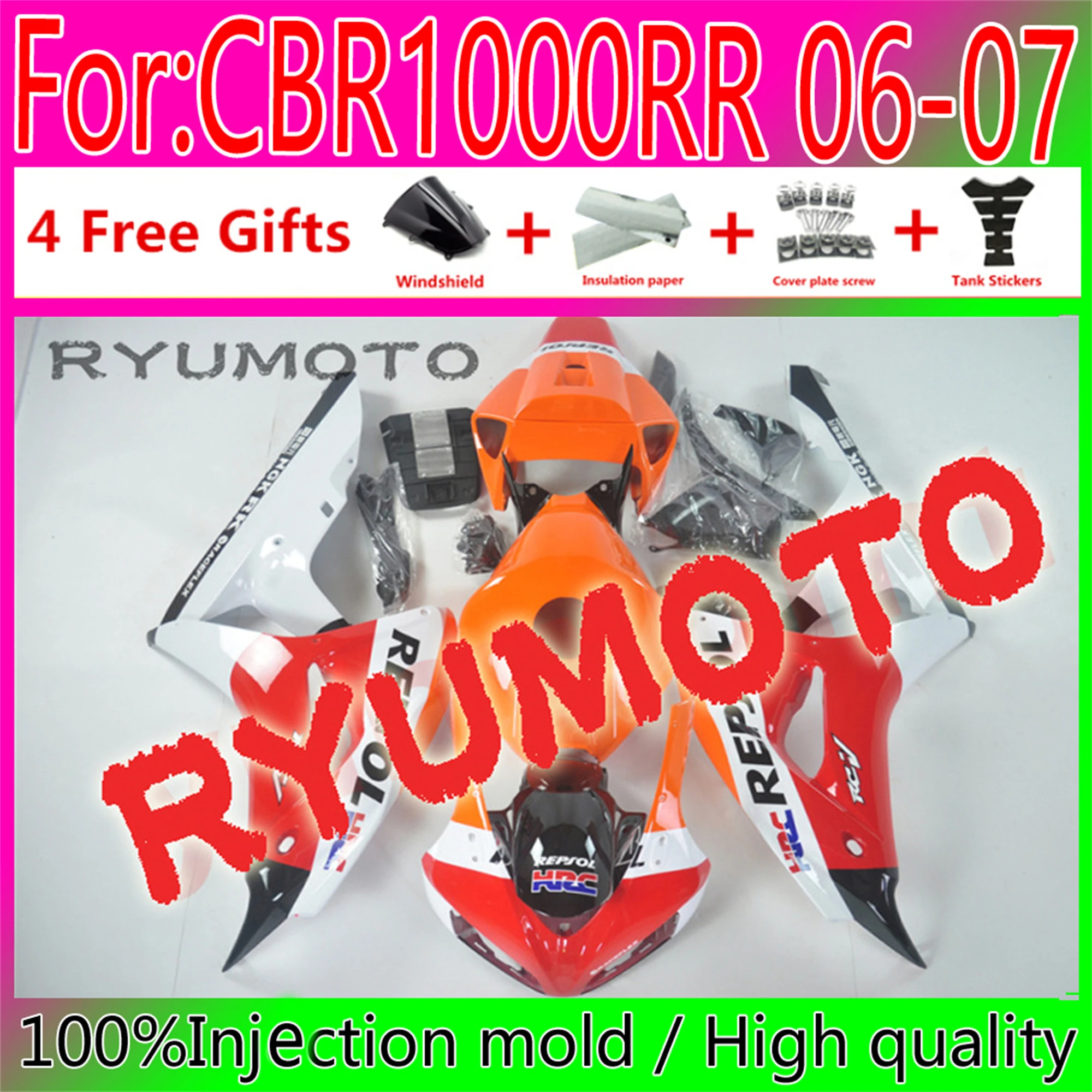 

New ABS Motorcycle Injection mold Fairings Kit Fit For Honda CBR1000RR 2006 2007 cbr1000 06 07 bodywork fairing