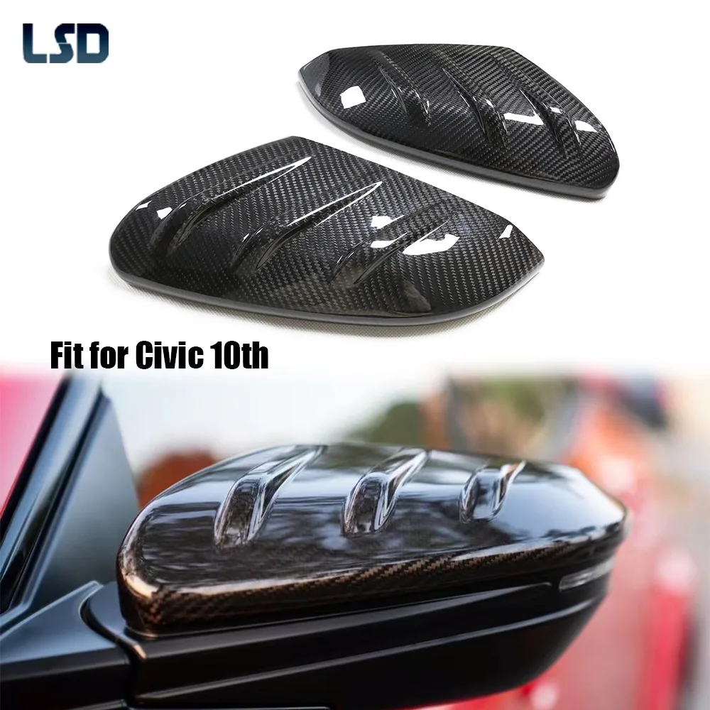 

2Pcs Forged Type R For Mugen Honda 2016-20 Civic 10th Gen Dry Carbon Fiber Side Mirror Cover Rearview Cap Stick Add On With tape
