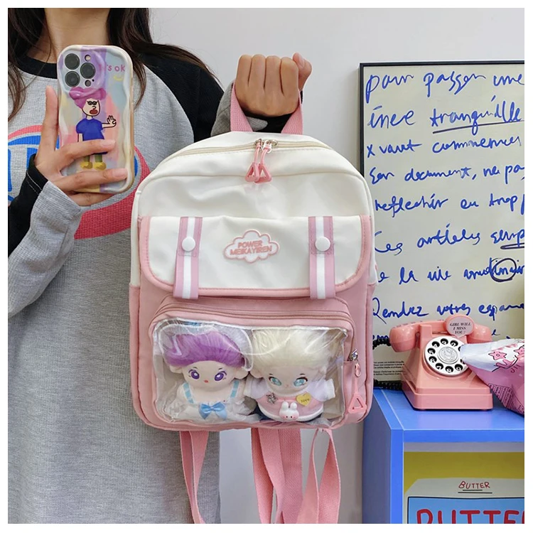 Double Sided Backable Japanese Tie Plate Bolso Large Capacity Schoolbag Casual Black Backpack Crossbody Shoulder Bags Itabag