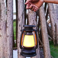 ABVJ-Solar Camping Lantern Portable Camping Lantern Atmosphere Light Lighting Outdoor Tent Retro Lantern