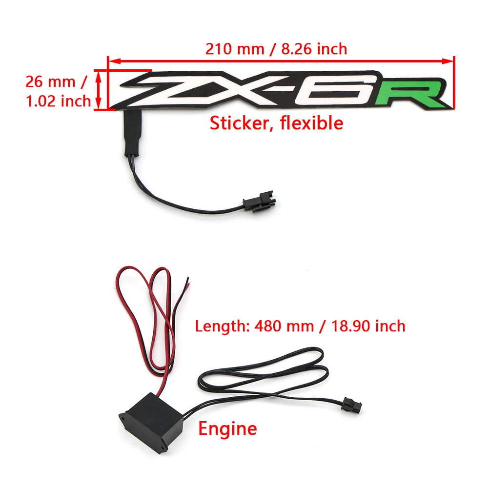 Moto Accessories light decoration DIY Luminous Sticker For Kawasaki Zx - 6r  Motorcycle LED Night Riding Signal EL Cold Light