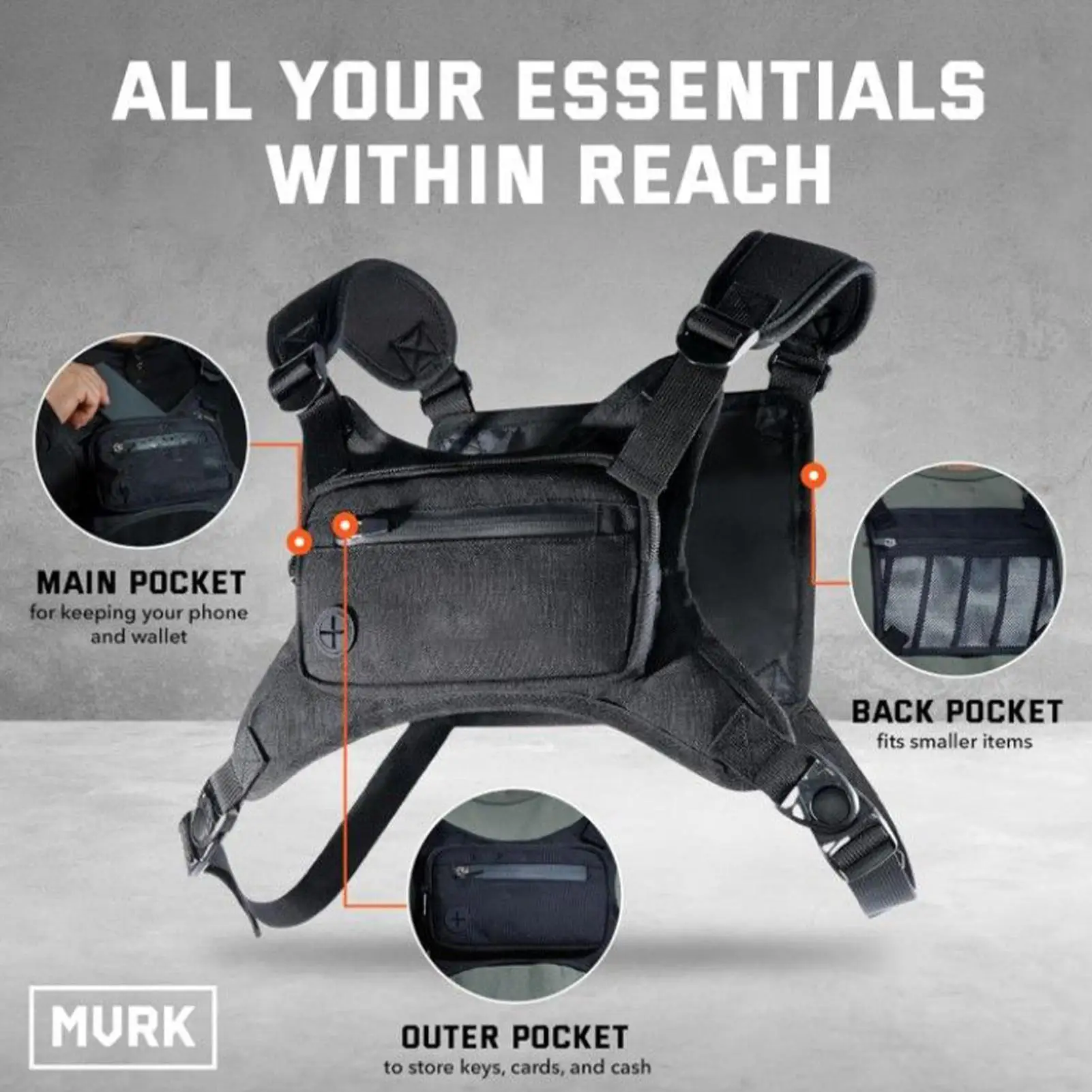 

Нагрудный рюкзак для бега для мужчин, уличная велосипедная сумка, нагрудный рюкзак для хранения телефона, жилет для кемпинга, путешествий, альпинизма, езды на велосипеде