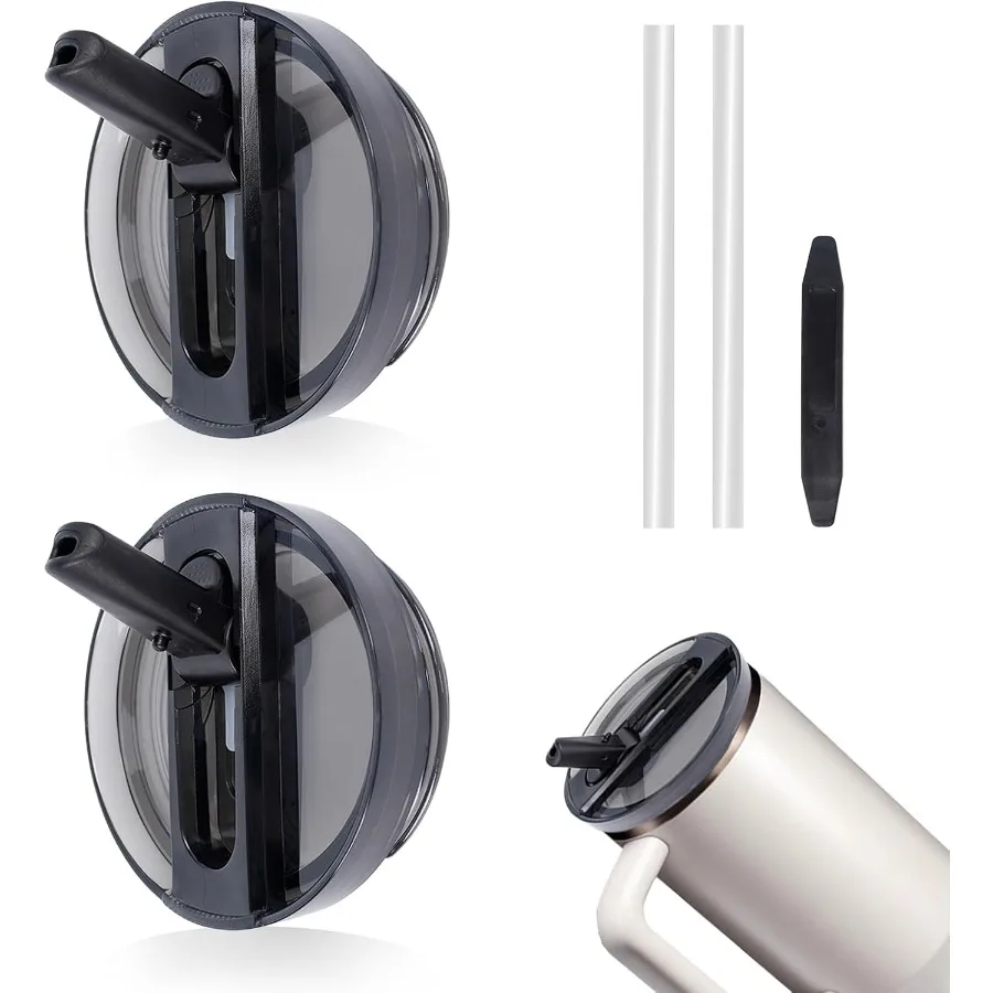 

40 Oz Tumbler Lid Replacement for Cup Accessories Pro Tour 2 Pack Straw Cover for H2.0 Quencher. Transparent Leak Proof Lid B