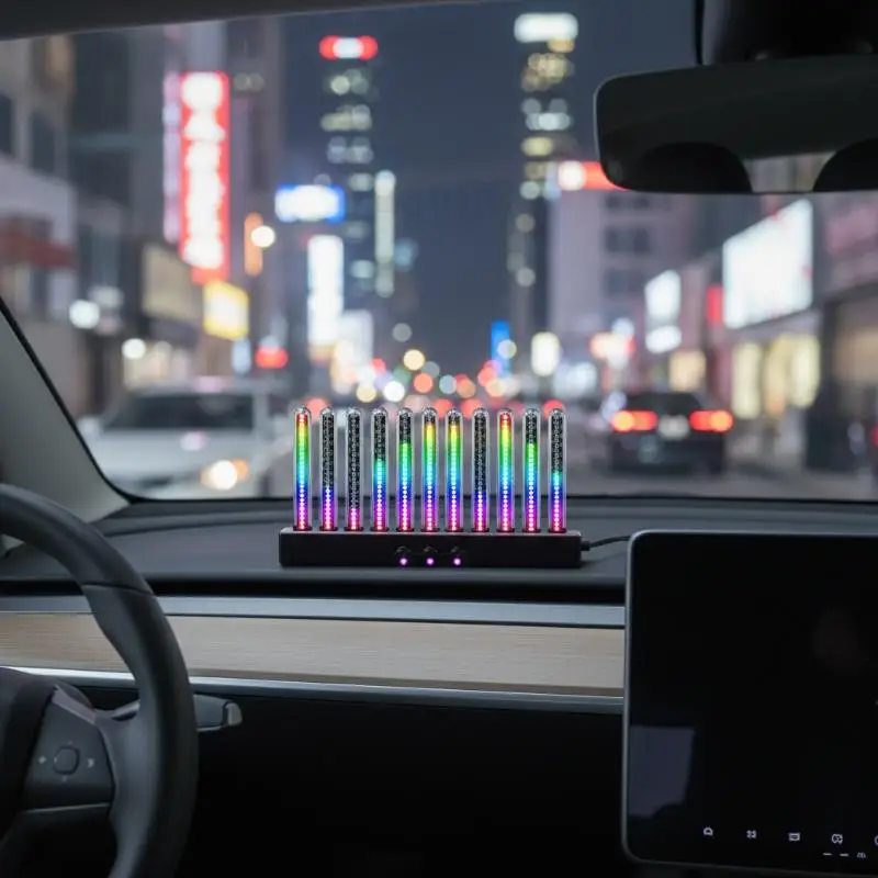 Dynamic Gradient RGB Sound Activated LED Light Strip Universal Ambient Decor for Car TV Room Party Lights