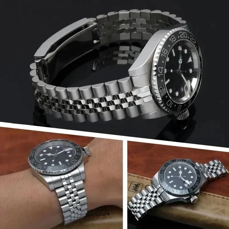 904 Steel Watch Band For Rolex Daytona Water Ghost Submariner Watch Bracelet Solid Fine adjustment buckle 20mm 21mm