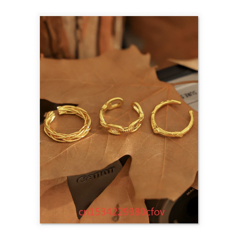 Sand Gold Hollow Out Rings Retro Personality Trend Jewelry Fashion Charms Accessories Simplicity Design Sense Adjustable Gift