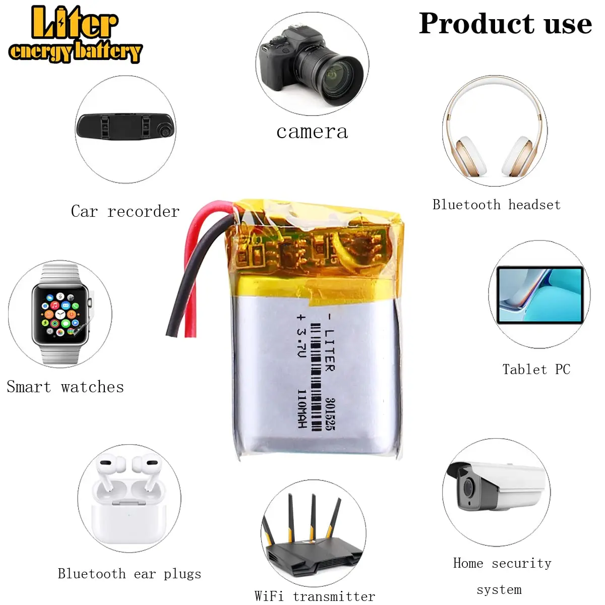 Liter 3.7V 110mAh 301525 Lipo Battery Rechargeable Lithium Polymer ion Battery for walkman Bluetooth speaker