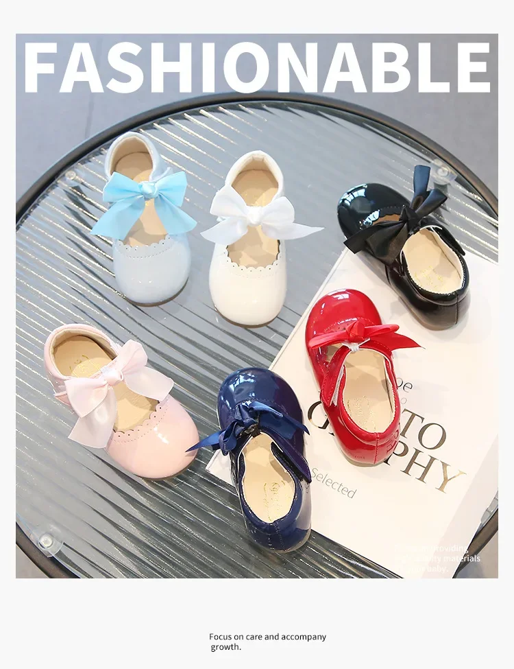 Mädchen-Prinzessinnenschuhe mit Schleife, flache Schuhe für Babys, Kleinkinder und Kinder, für Party, Tanz, Schule, mit Band, Frühling und Herbst, neue Mode, rutschfest, weich – Detail 14