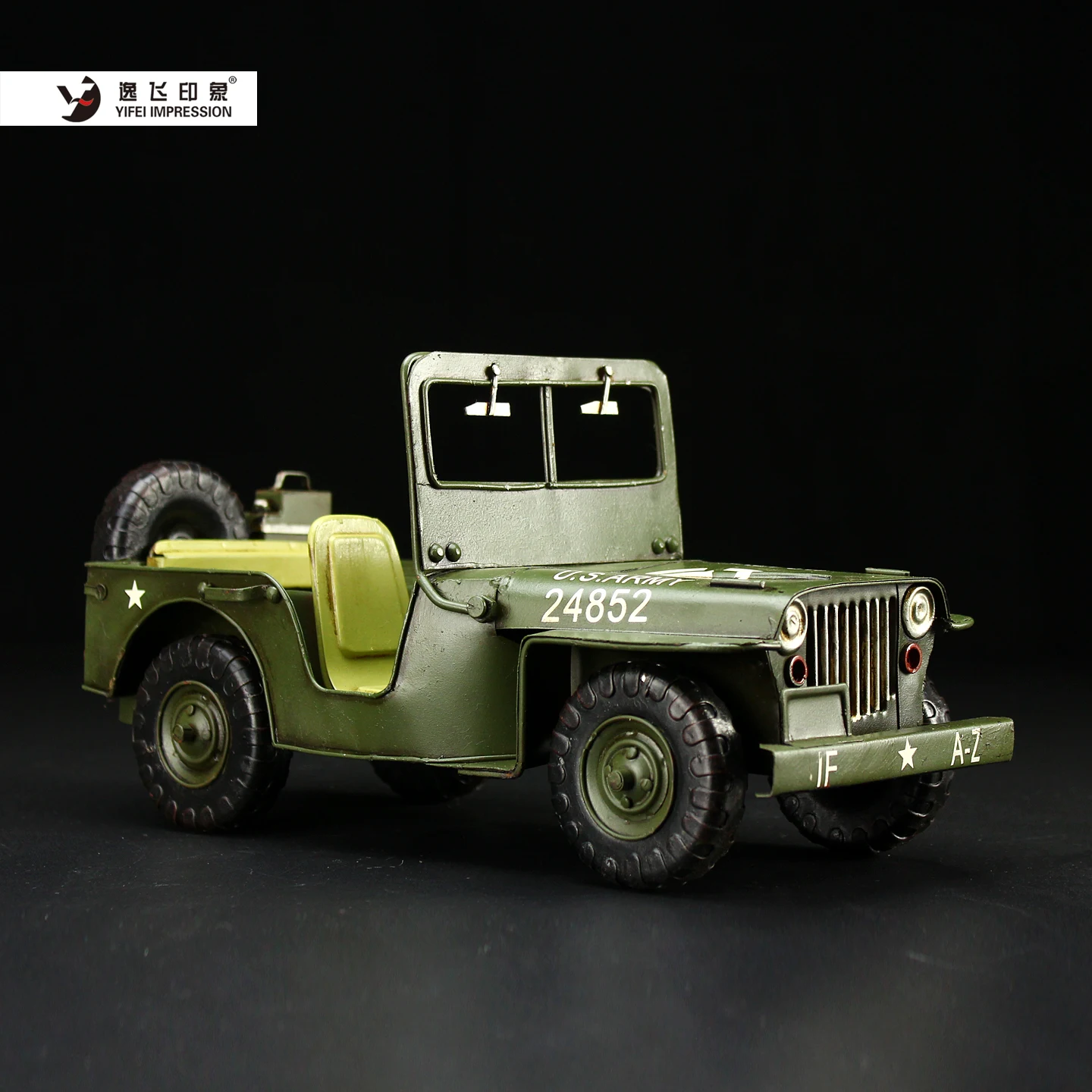 

Yifei Impression Retro Vintage Classic Car Living Room Model Prop Iron Craft Decoration Ornament Jeep