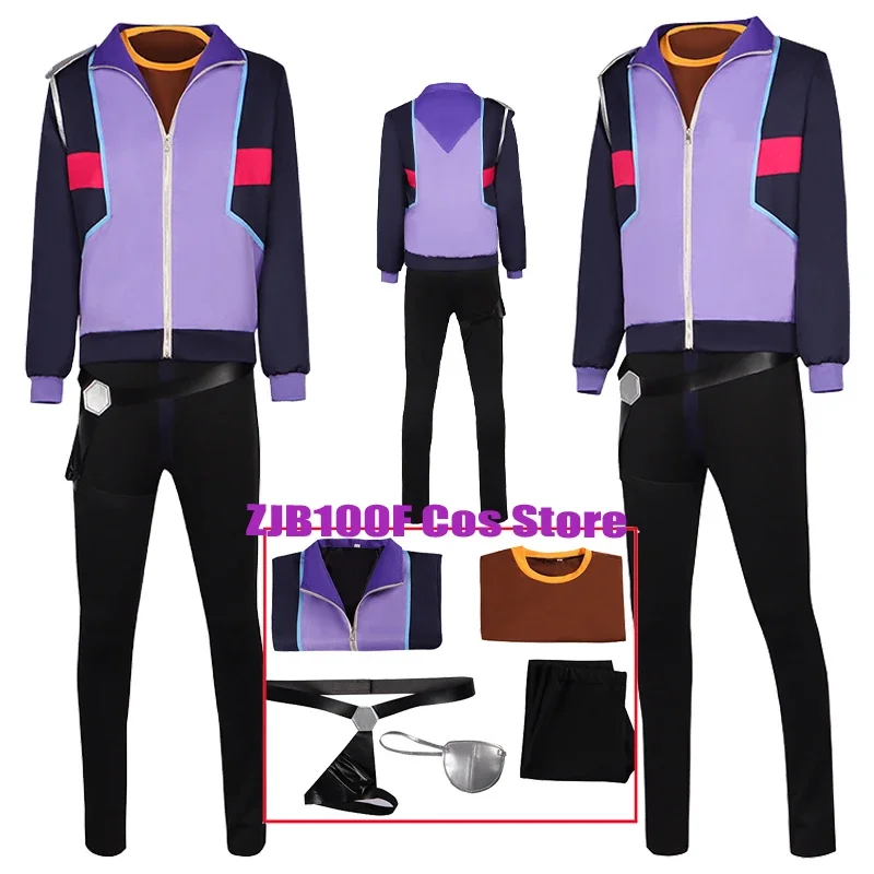 Anime Rick Cosplay Costume Scientist Cos Uniform Coat Shirt Pants Shoulder Strap Suit Halloween Party Role Perform Outfit