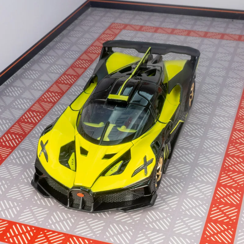 Modelo de carreras de aleación Bugatti bolide de simulación 1:32, colección de adornos de coche, puertas y capó de motor, maletero se puede abrir