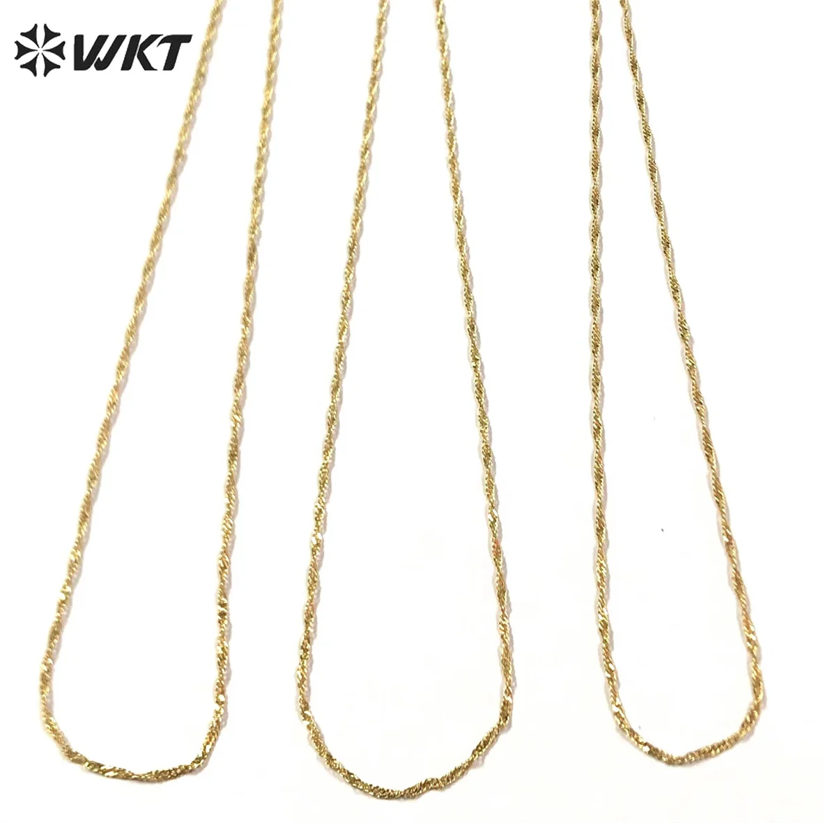 WT-BFN040 WKT Superior Quality Chian Choker Twist Chain Necklace OL Style Water Ripples Chain Gold Plated Brass Necklace 18inch