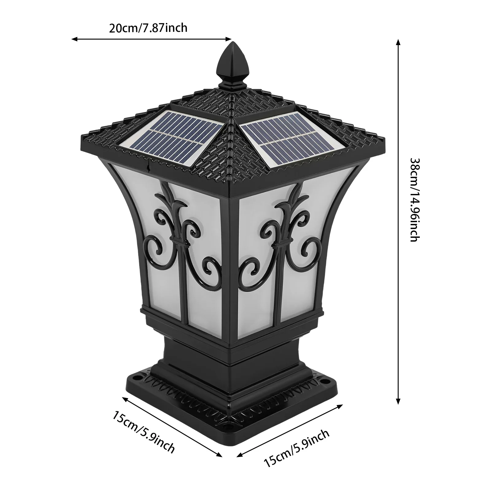 

85-265V Outdoor Solar Post Light, Solar Powered Electric Supply Pillar Light, Remote Control Garden Light IP44 Water-repellent