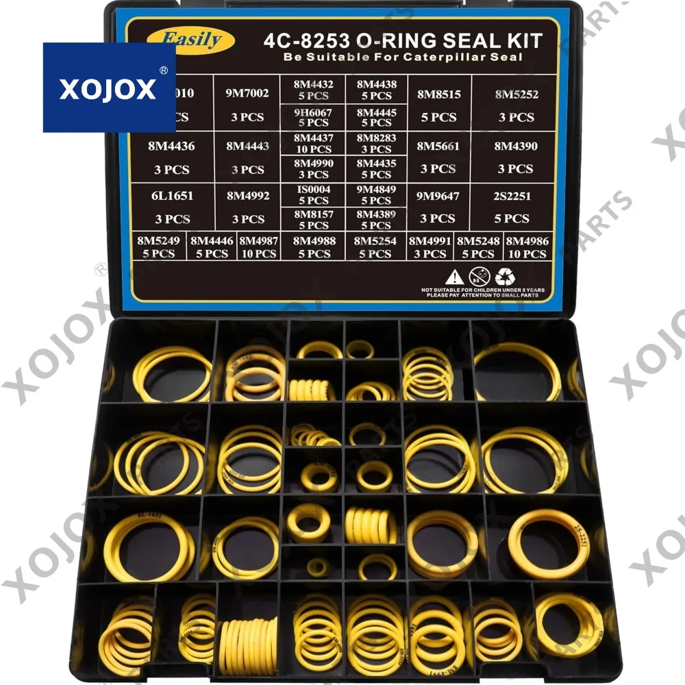 

XOJOX 4C-8253 Комплект уплотнительных колец, силикон 90, фитинги гидравлического шланга, подходят для экскаватора CAT Caterpillar 2701533 4C8253, замена
