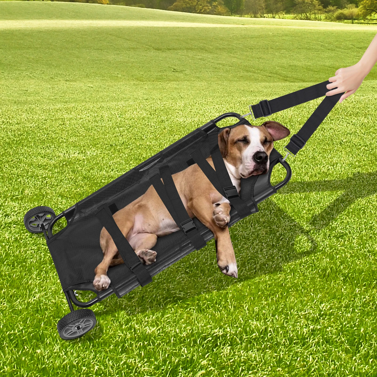 

45.24*21.65*6 in Foldable Animal Stretcher Pet Trolley, 110 Pounds Capacity with Adjustable Shoulder Strap for Carrying Pets