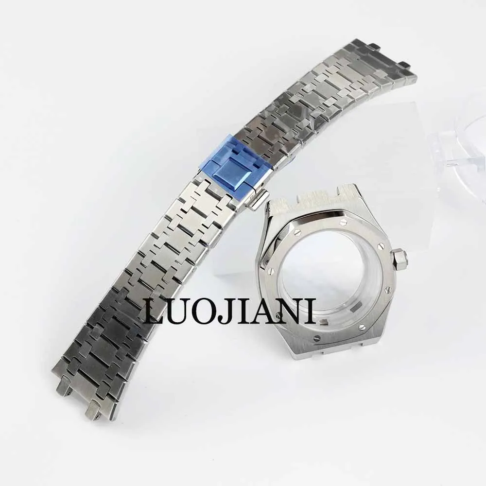 Black/Rose Gold PVD 41mm NH35 Watch Case and Bracelet Stainless steel Sapphire Glass Waterproof for Royal oak NH35 NH36 movement
