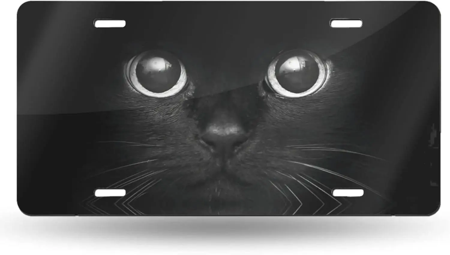 

Funny Black Cat Eyes Front License Plate Cover, Aluminum Decorative Car Plate 6"X12" with Holes for Vanity Tag Accessory