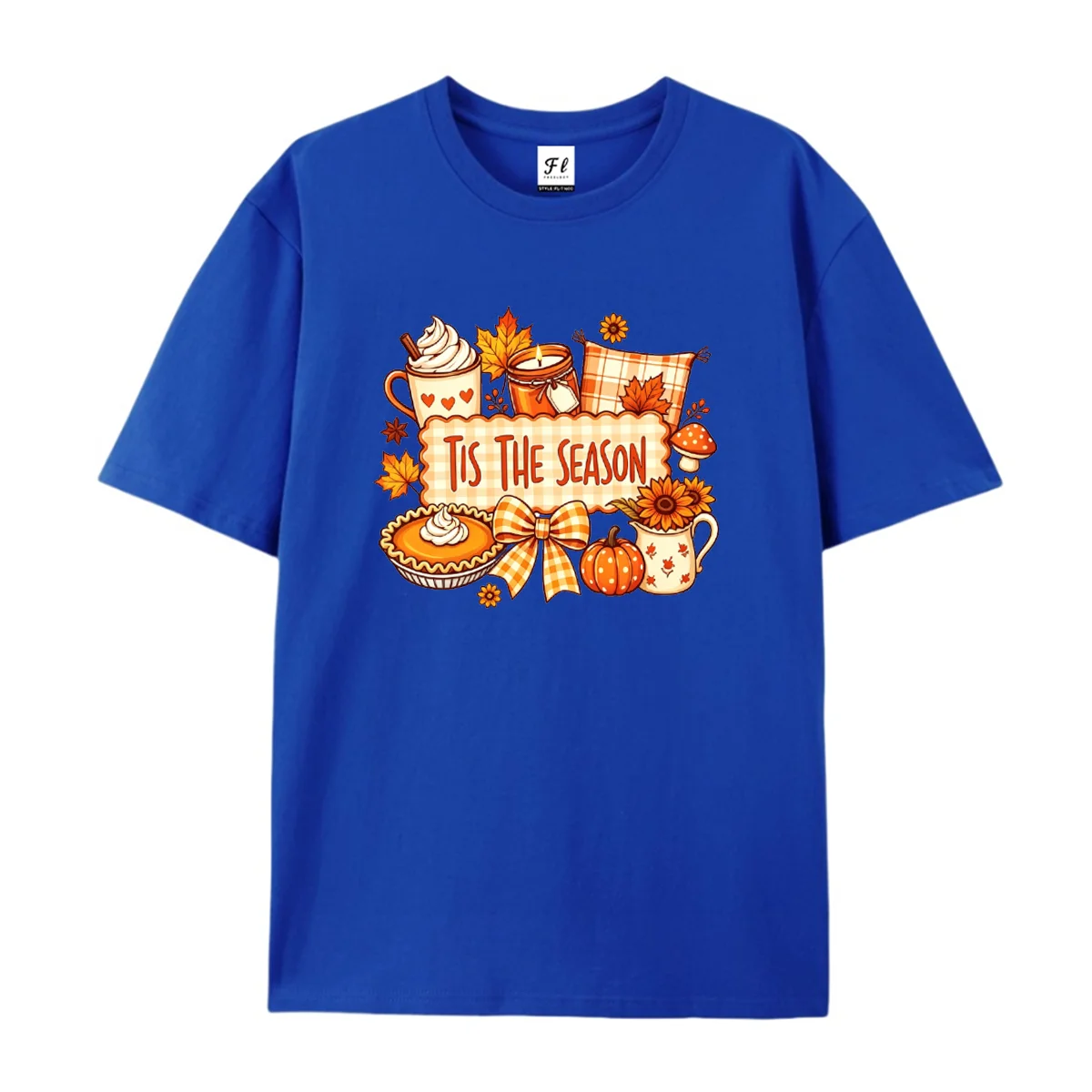 Women Summer Fall Short Sleeve T Shirt Tis The Season Autumn Pumpkin Maple Leaf Print Crew Neck Casual Loose Thanksgiving Basic