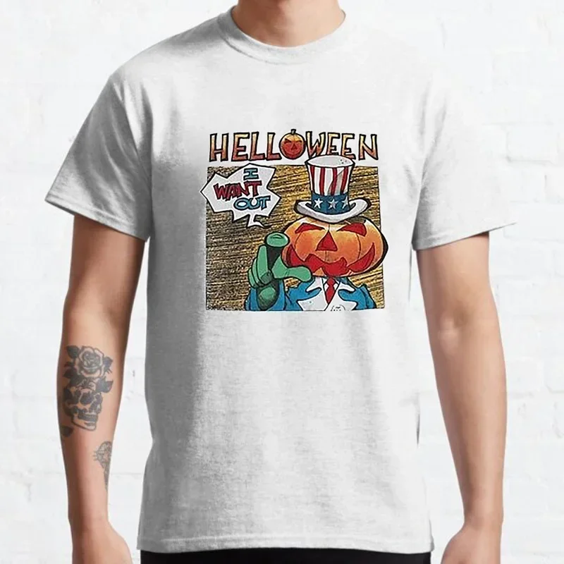 Tshirts Novelty Funny SUMMER Men Festival Streetwear T Shirt HELLOWEEN I WANT OUT GAMMA RAY IRON SAVIOUR RAGE MASTERPLAN Graphic