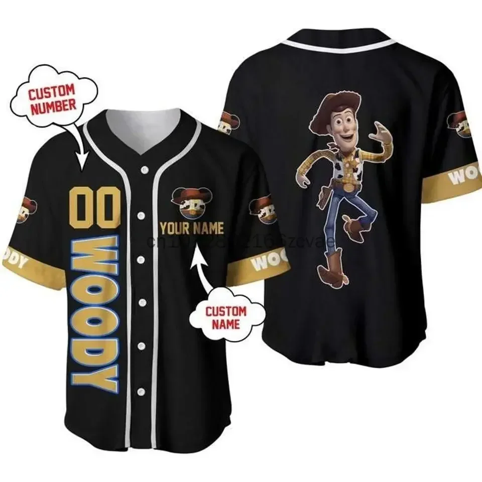 Disney Toy Story Woody Baseball Jersey Streetwear Fashion Summer Men\'s And Women\'s Free Customized Short Sleeve Baseball shirt