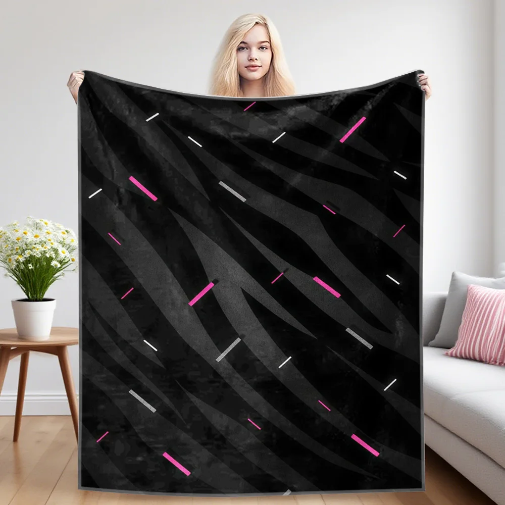 Zebra Neon Lines Sofa Specific Soft Flannel Blanket, Universal Plush Gift Blanket For All Seasons