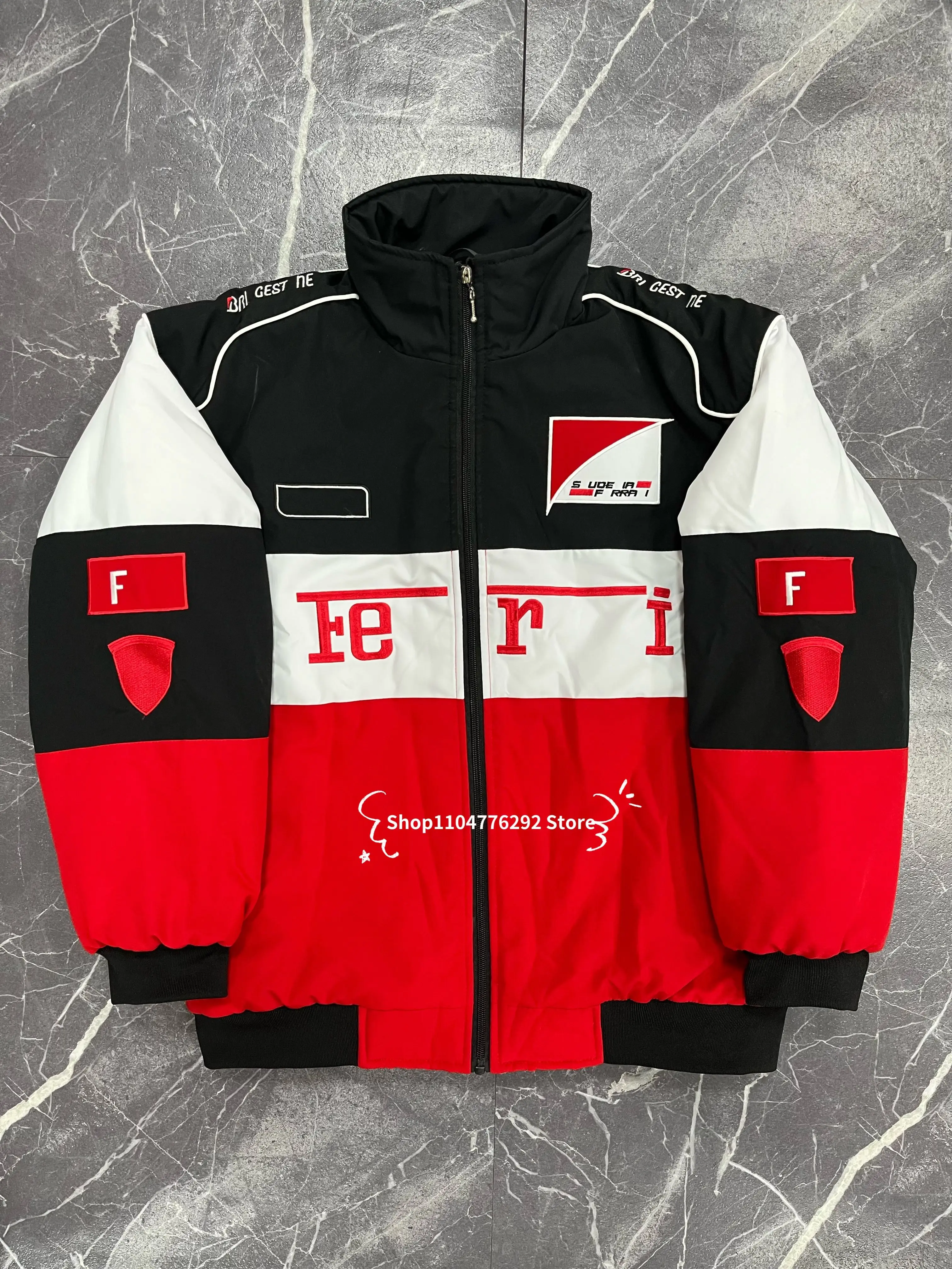 Exquisita chaqueta de carreras bordada estilo motocicleta europea y americana abrigo de algodón de manga larga a la moda para parejas