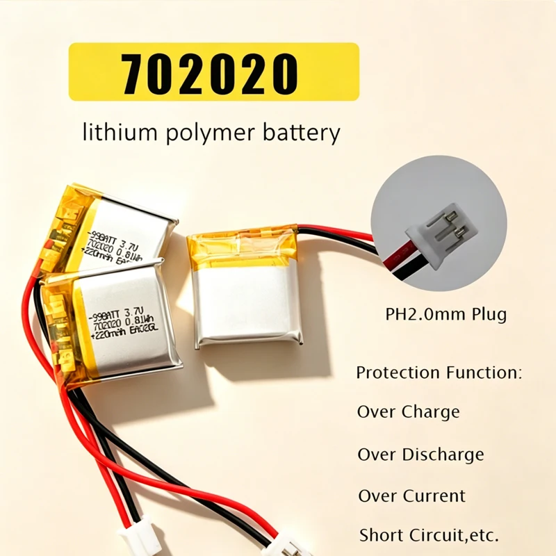 

3.7V 220mAh 702020 Polymer Lithium Battery for Audio Speaker Bluetooth Headset Mouse Keyboard Rechargeable Batteries