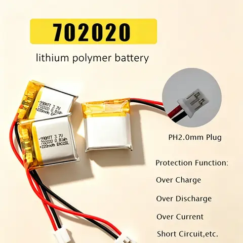 3.7V 220mAh 702020 Polymer Lithium Battery for Audio Speaker Bluetooth Headset Mouse Keyboard Rechargeable Batteries