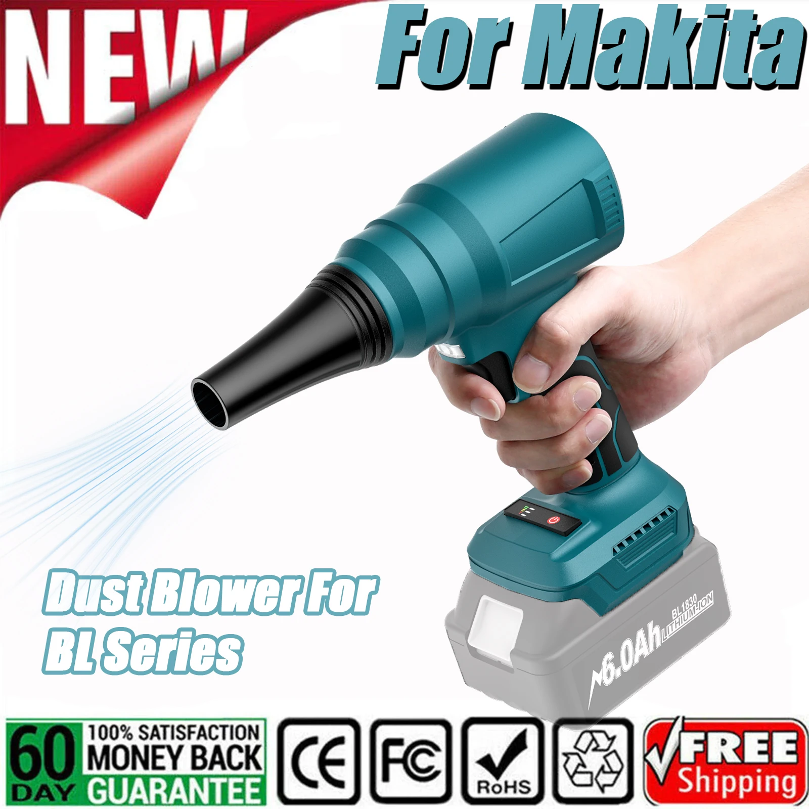 Cordless Dust Blower For Makita BL1830 BL1840 BL1850 BL1860 Battery Portable Plug-And-Play Handheld 18V Power Dust Blow Tool