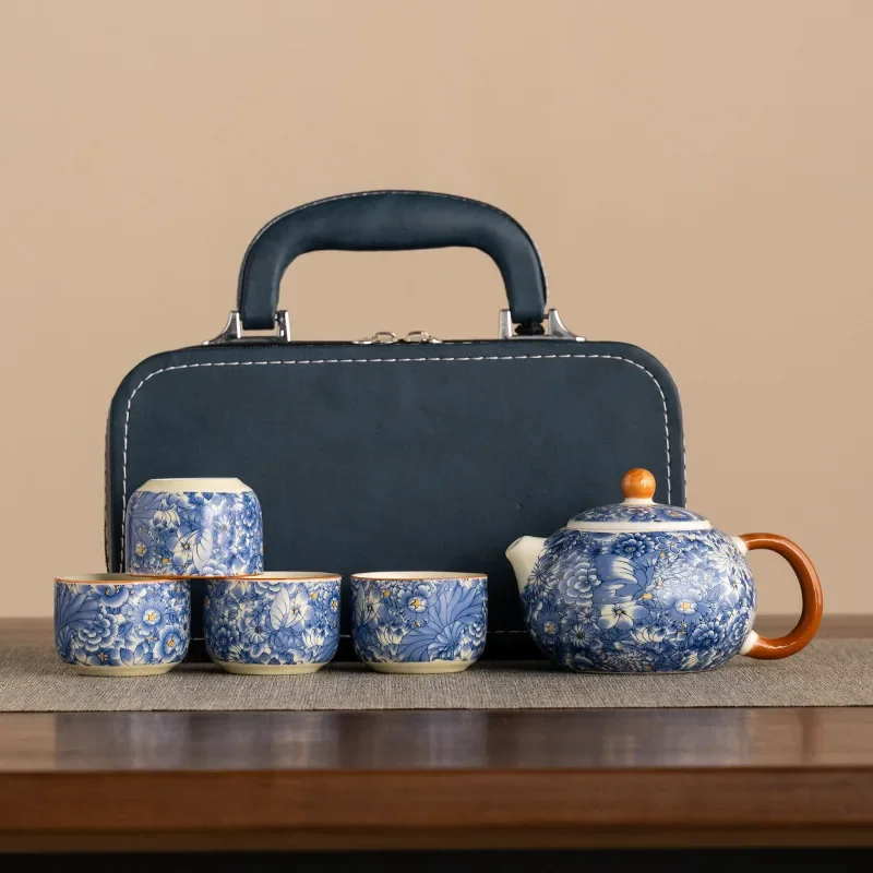One Pot, Four Cups, Ru Kiln Ceramic Kung Fu Tea Set, New Style, Home Living Room Reception Chinese Teapot Tea Cup Teaware