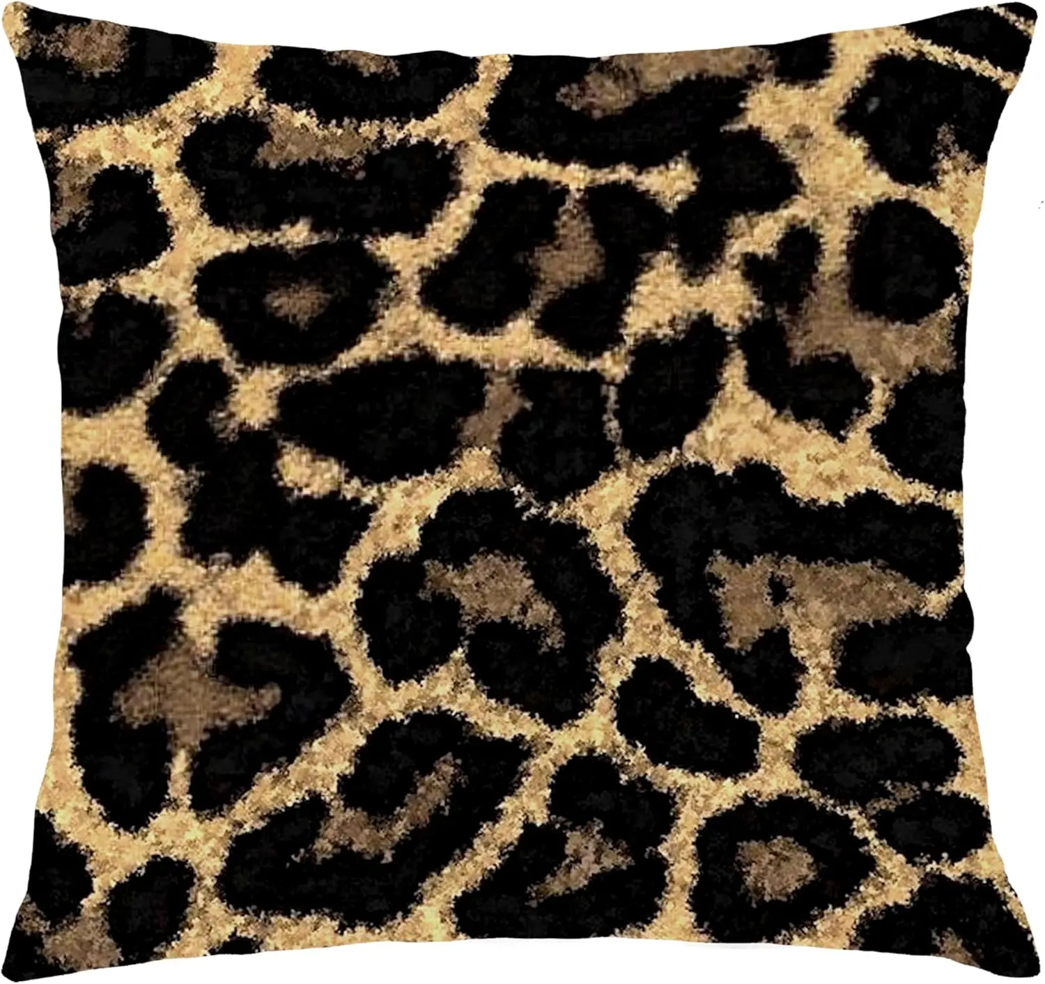 Luxury Gold Leopard Print Pillowcase Cushion Cover Boho Animal Print Throw Pillow Home Decor Black and Gold Accent 45x45cm