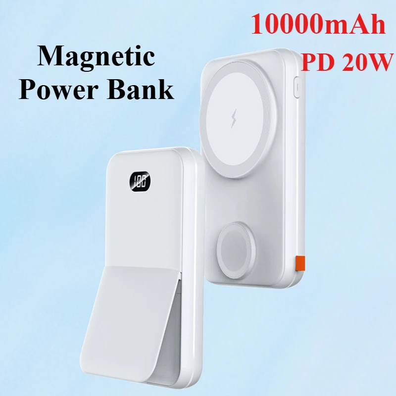 

10000mAh Magnetic Power Bank with Bracket PD20W 3in1 Wireless Fast Charger for Apple Watch IPhone Samsung Xiaomi Powerbank