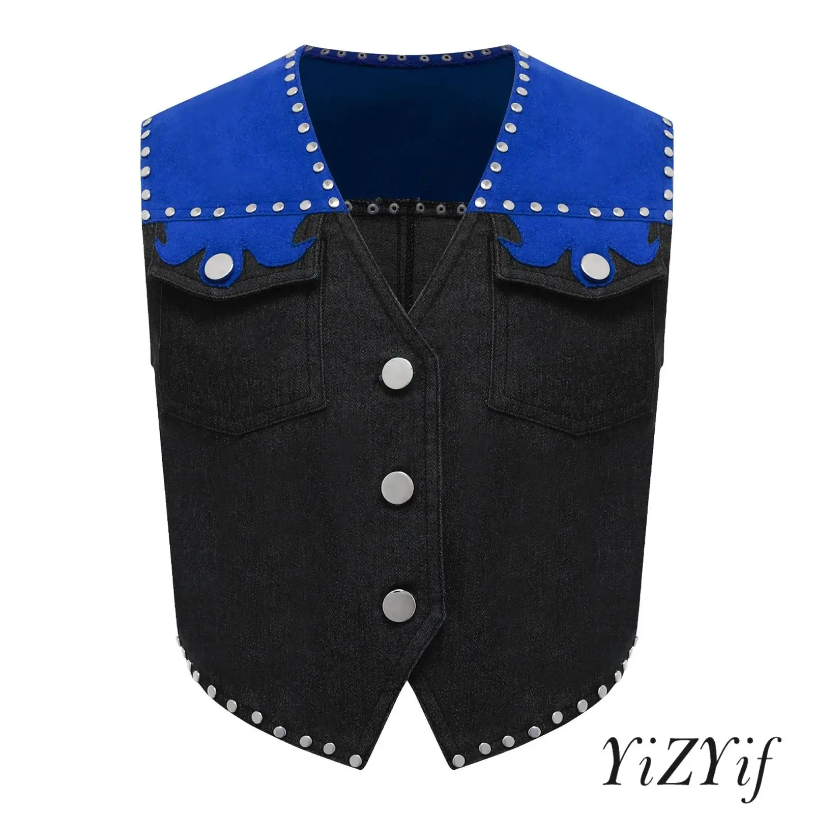 

Adjustable Cowboy Cosplay Vest for Boys And Girls with Rivet Accents And V Neck Design for Halloween Roleplay Themed Parties