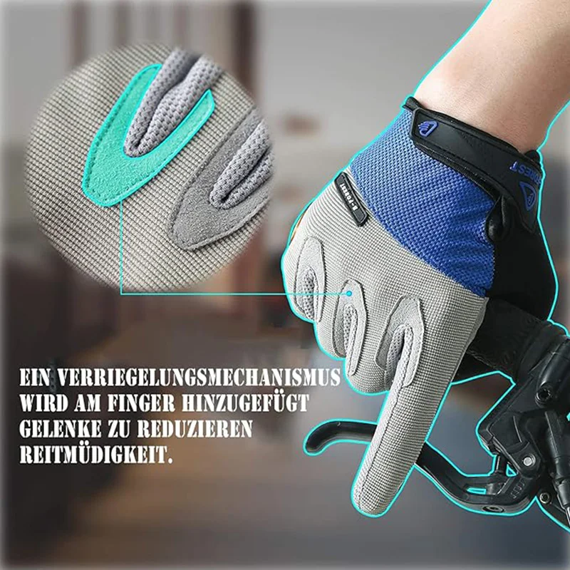 Eén paar handschoenen/fietshandschoenen Racefietshandschoenen met volledige vingers voor heren en dames Antislip schokhandschoenen