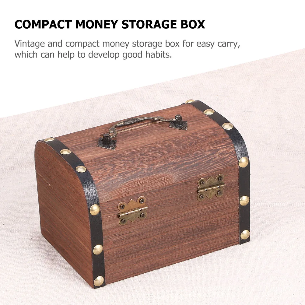 2 個ヴィンテージ木製コイン収納ボックス宝箱貯金箱レトロお金節約オーガナイザー宝箱ボックス