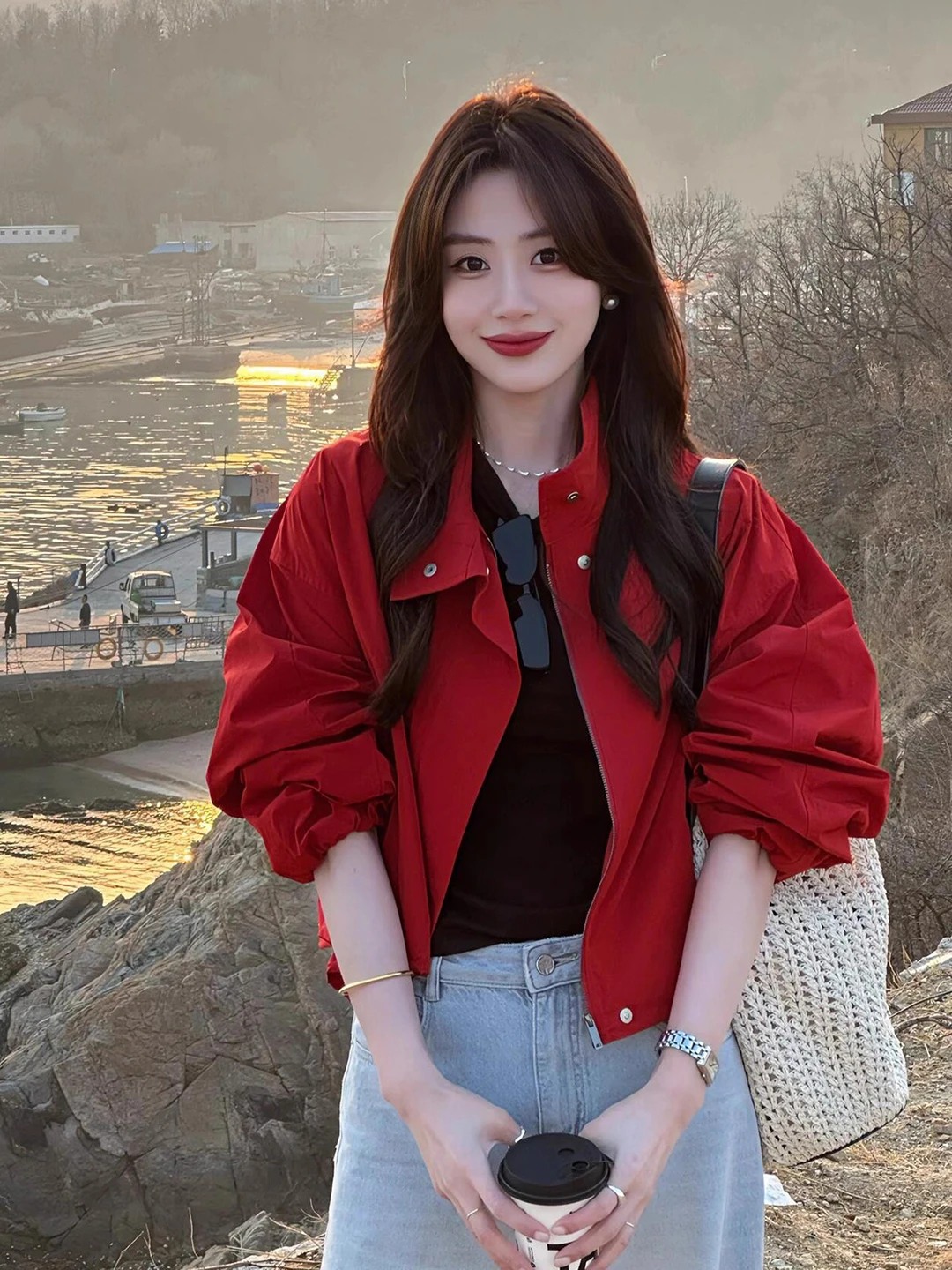 

Red ort Baseball Jaet, женская весенне-осенняя повседневная верхняя одежда с воротником-стойкой и застежкой-молнией, легкое ветрозащитное пальто