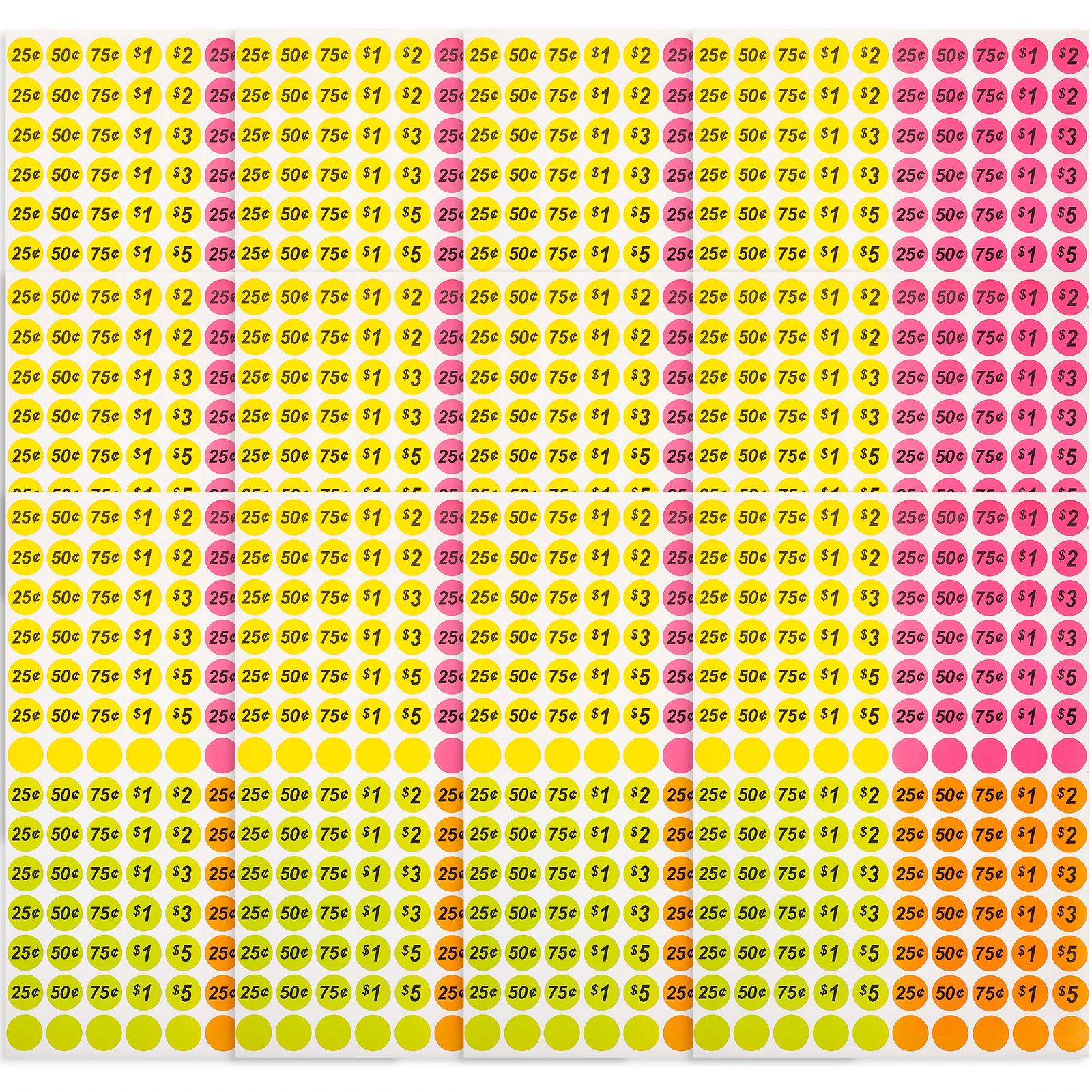 

3500pcs Price Tags Stickers Colored Labels for Yard Garage Sales Retail Shops Supermarkets Bright Easy Identification Folder