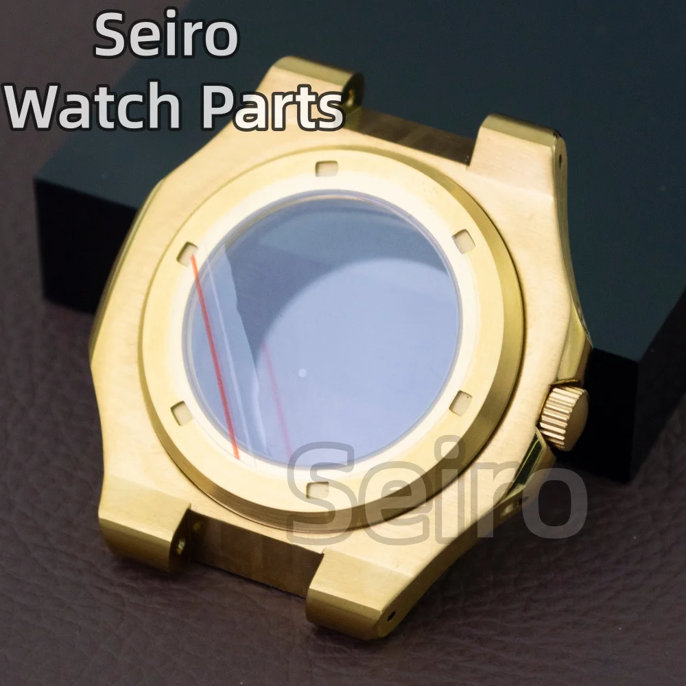 ตัวเรือนนาฬิกาเคลือบทอง PVD ขนาด 41 มม. สายนาฬิกาสแตนเลส กระจกแซฟไฟร์ สำหรับดัดแปลงนาฬิกา Seiko รุ่น Nautilus ใช้กับกลไก NH35/NH36/38 หน้าปัด 30.5 มม. กันน้ำ