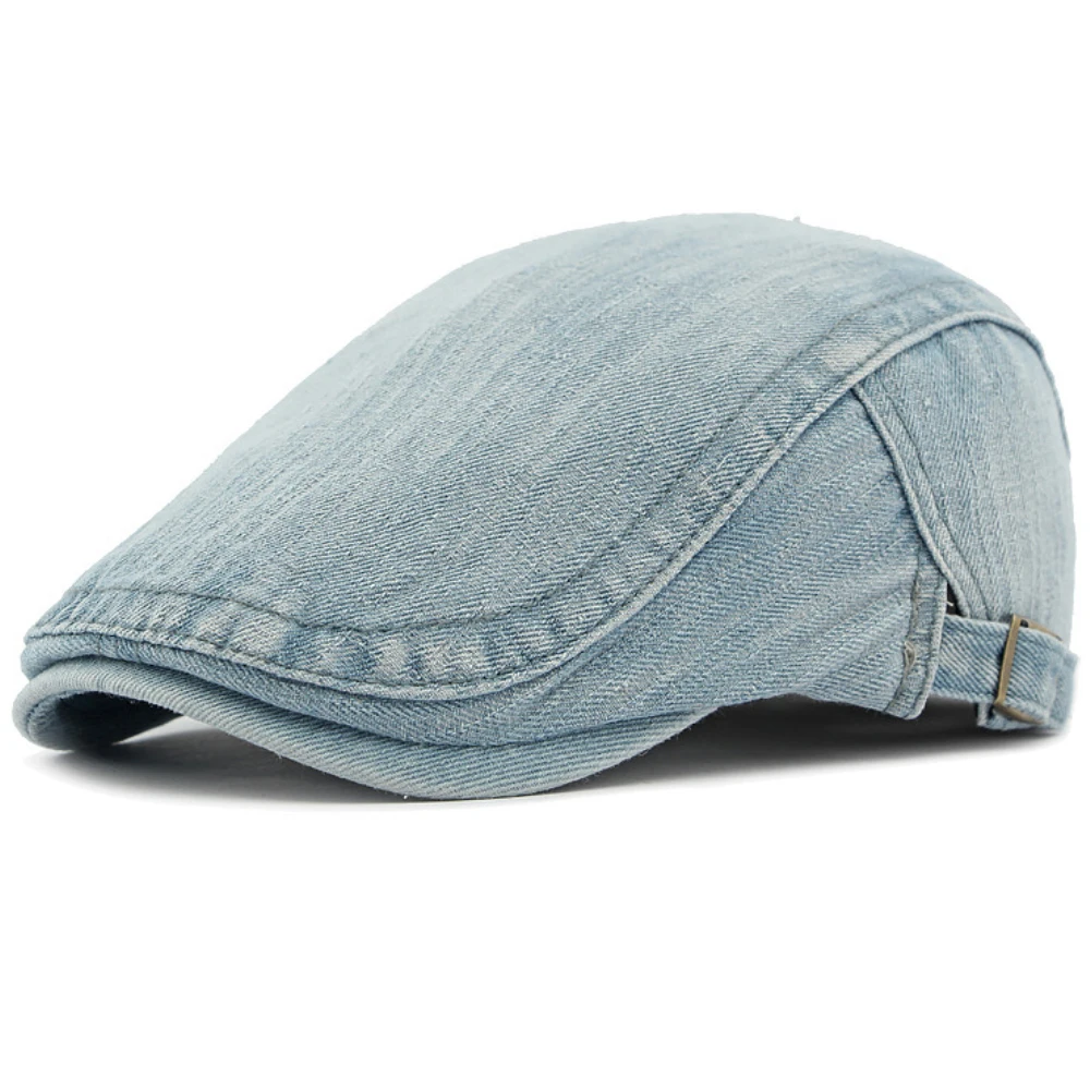 HT4765 Baskenmützen für Männer und Frauen, verstellbare Ivy-Flatcap, Retro-Künstler-Malermütze für Damen und Herren, Frühling-Sommer-Baskenmütze aus Baumwolle und Denim. – Detail 7