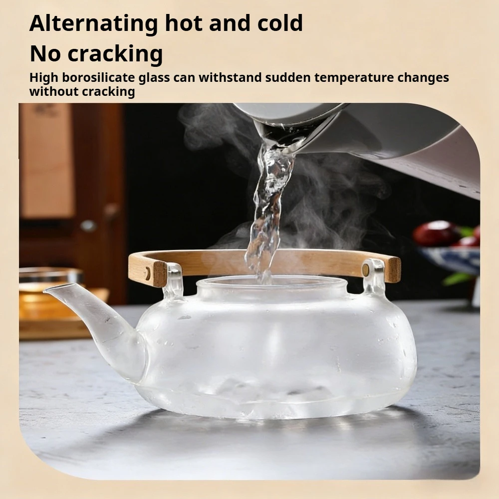 1000 ml Glas-Teekanne mit abnehmbarem Filter, sicherer, hitzebeständiger, klarer Teebereiter, Wasserkocher für blühenden Tee mit losem Blättern