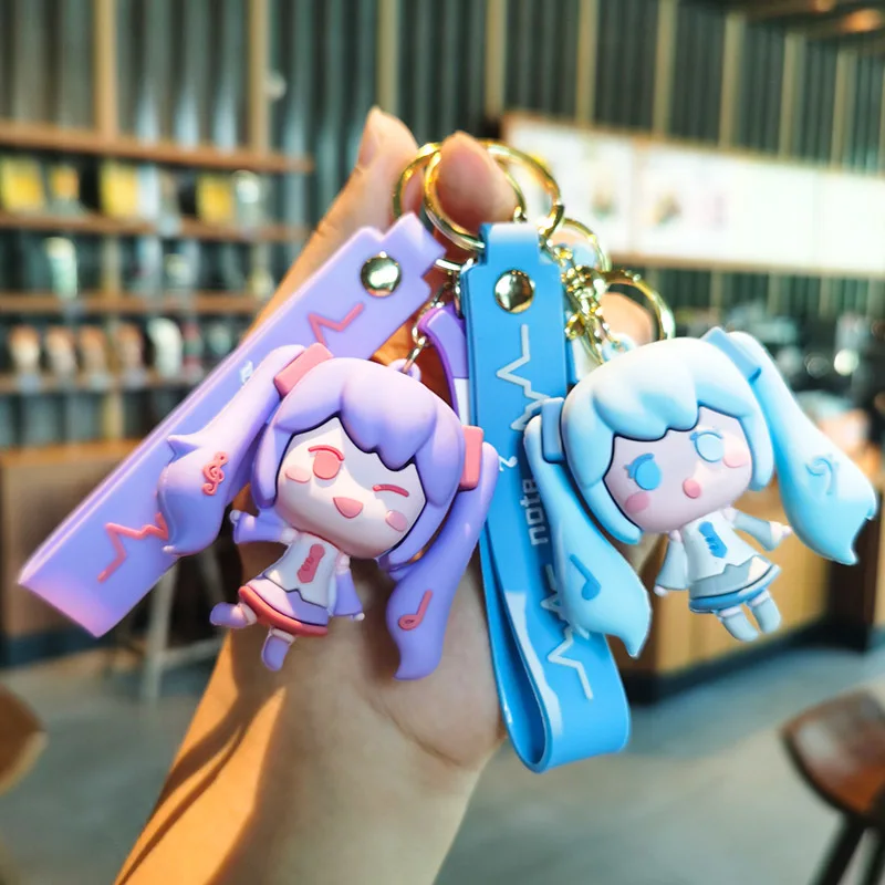 Nouveau Style Anime Hatsune Miku créatif périphérique dessin animé porte-clés bijoux de mode résine figurines d'action PVC porte-clés sac pendentif