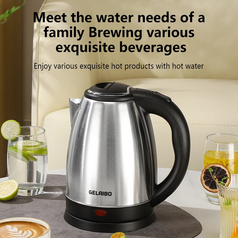 غلاية كهربائية GELAIBO، غلاية سرعة، غلاية كهربائية من الفولاذ المقاوم للصدأ، إيقاف تشغيل أوتوماتيكي منزلي، غلاية بزر واحد، كهربائي