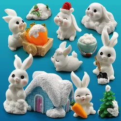 Christmas Halloween Easter White Rabbit Figurine Diy Home Kawaii Room Decor Miniature Fairy Garden Decoration Accessories Modern