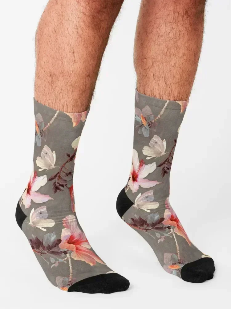 Coral Hibiscus Socks winter hip hop shoes Sports Men's Socks Women's