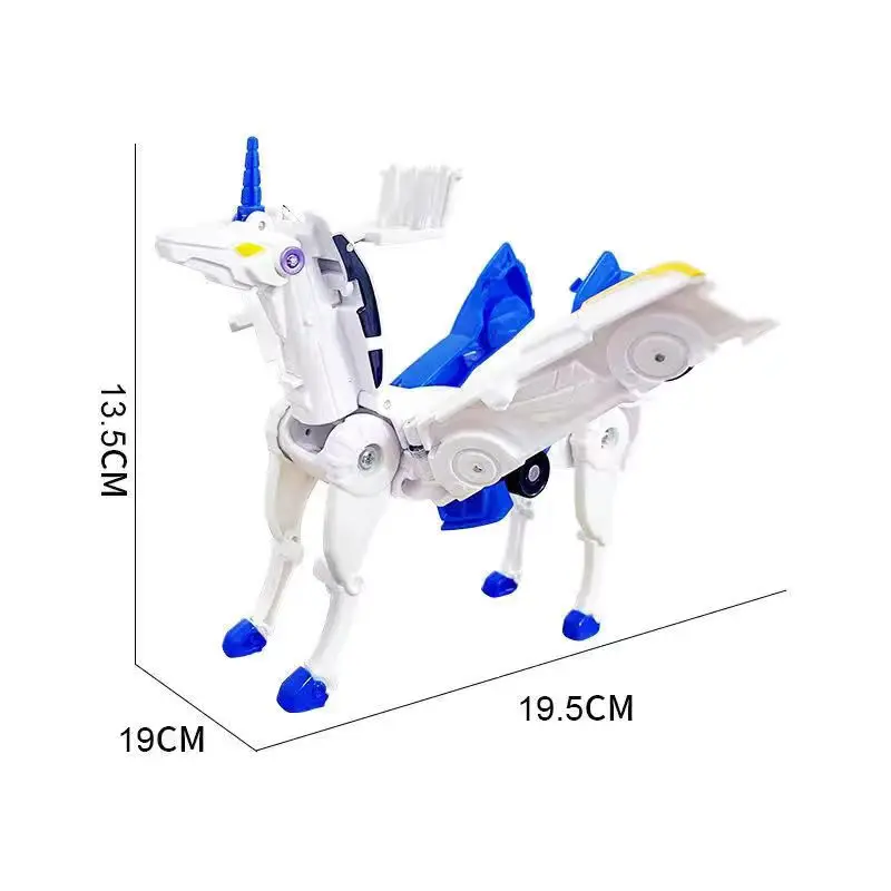 Tik tok unicórnio pegasus ação figura deformação robô explosão colisão transformação mágica besta crianças brinquedo presente de aniversário