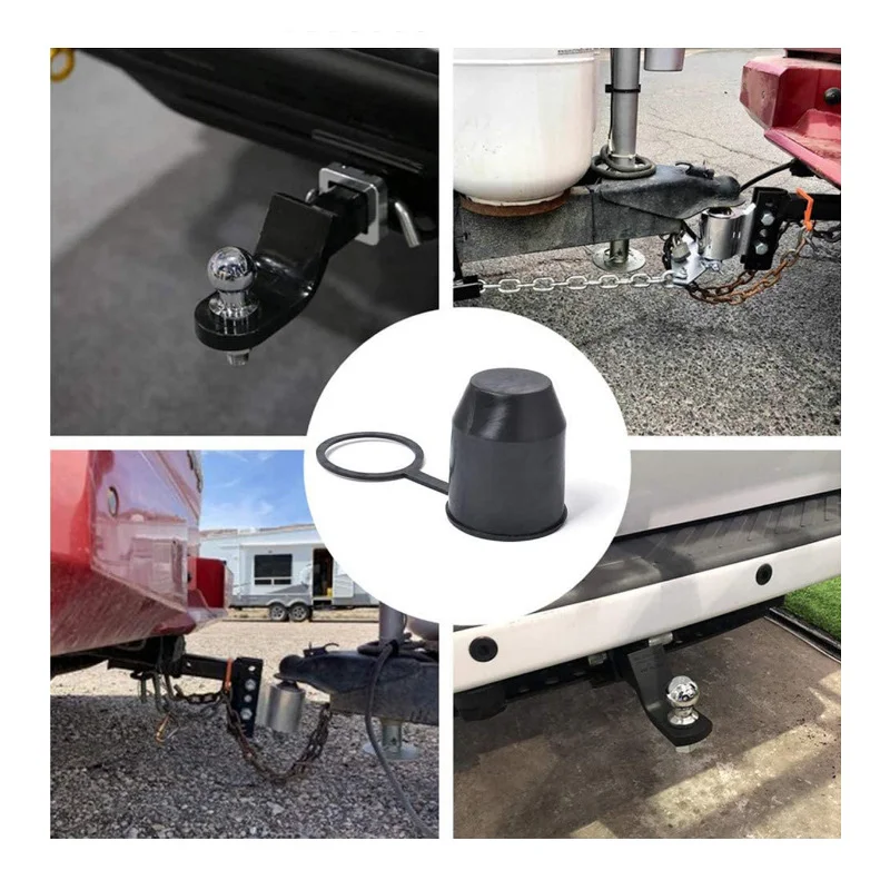 Universal Auto Tow Bar Ball Cover Accessories Durable Black Cap 50mm  Towing Hitch Caravan Car Trailer Towball Protective Cover