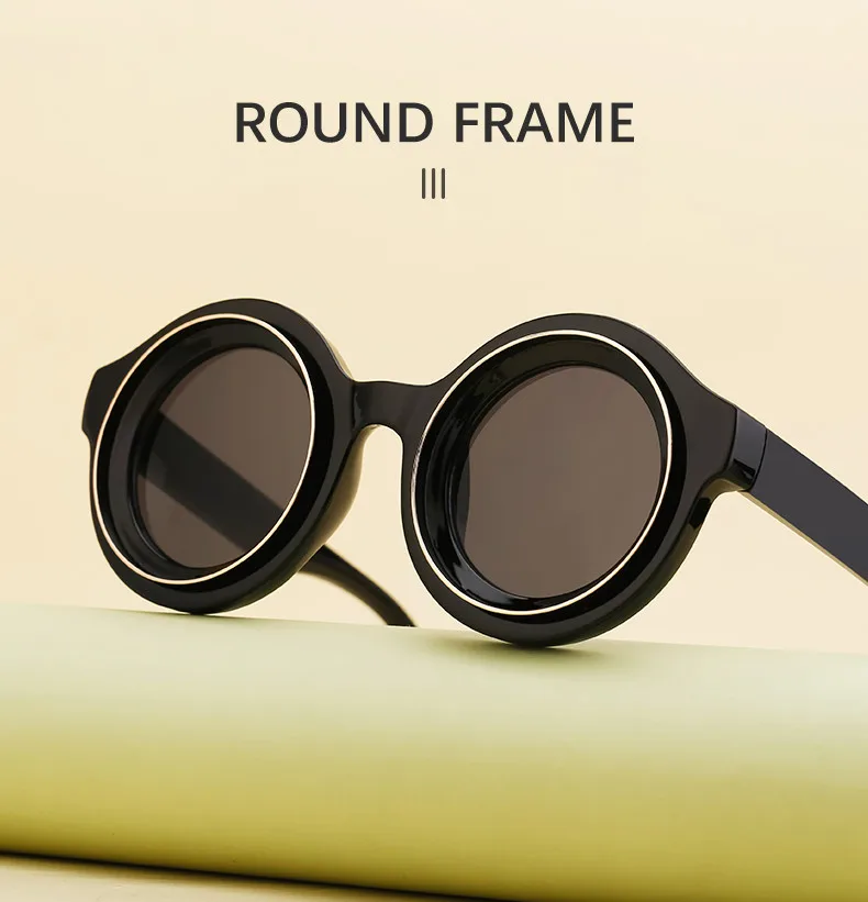 Punk runde Sonnenbrille Männer Luxusmarke Design Steampunk Sonnenbrille für männliche Sommer neue Mode kleine Rahmen Sonnenbrillen Brillen – Detail 3