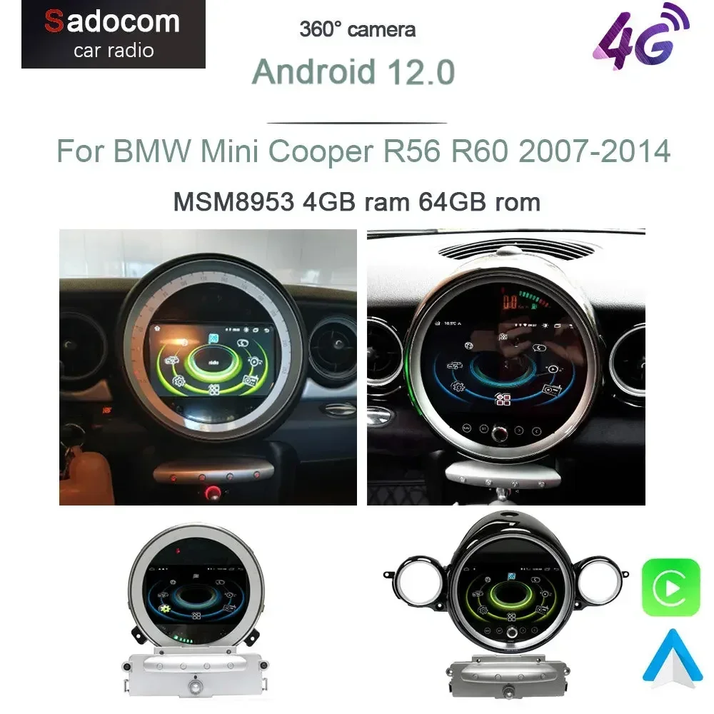 

Wireless Carplay DSP 8GB +128GB 7" Android 12.0 Car gps RDS Radio Player For BMW Mini Cooper R56 R57 R58 R60 2007-2013 Sliver CD