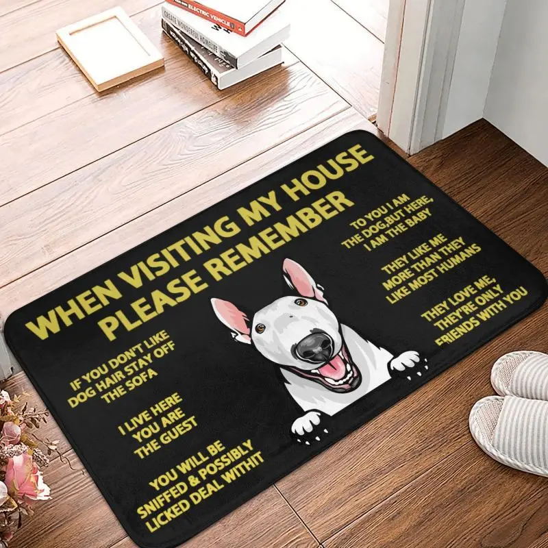 Bull Terrier Dog Front Door Floor Entrance Mat Outdoor Pet Animal Bathroom Kitchen Doormat Bedroom Carpet Rug