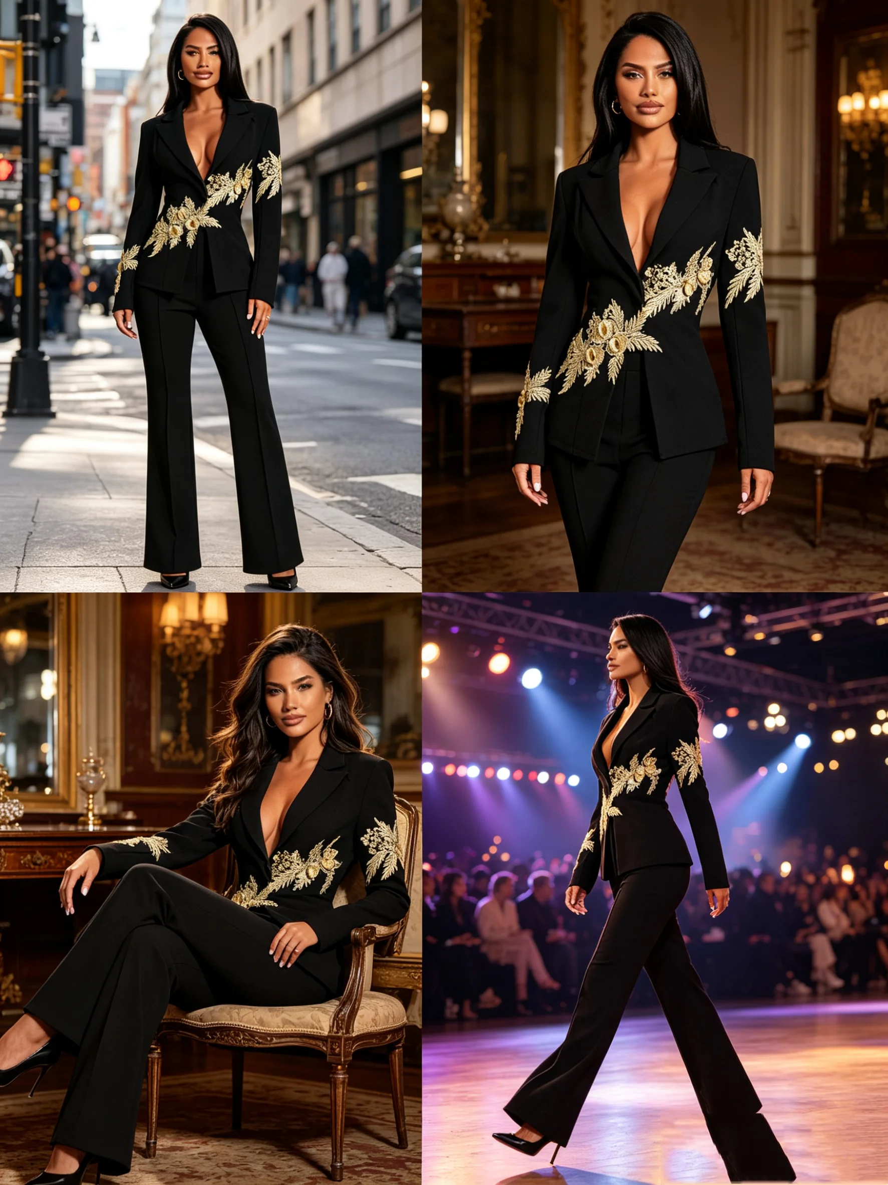 Black Women Suits Set 2 Piece - Women Formal Wear With Black Blazer 评论和价格